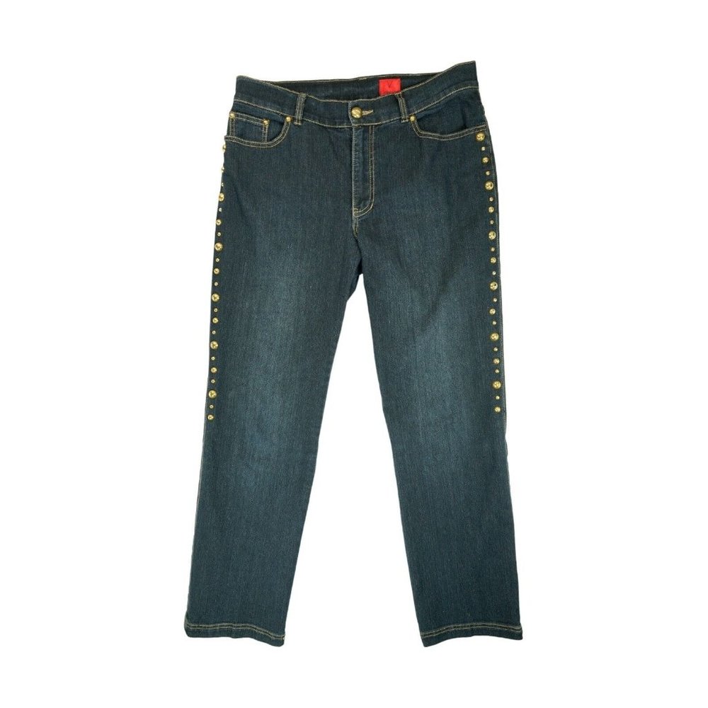 V Cristina Womens Jeans‎ Size 12 Blue Pearls ~ Cotton / Polyester